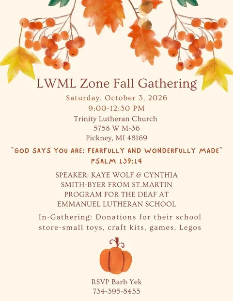 LWML Ann Arbor Zone Fall Rally flyer