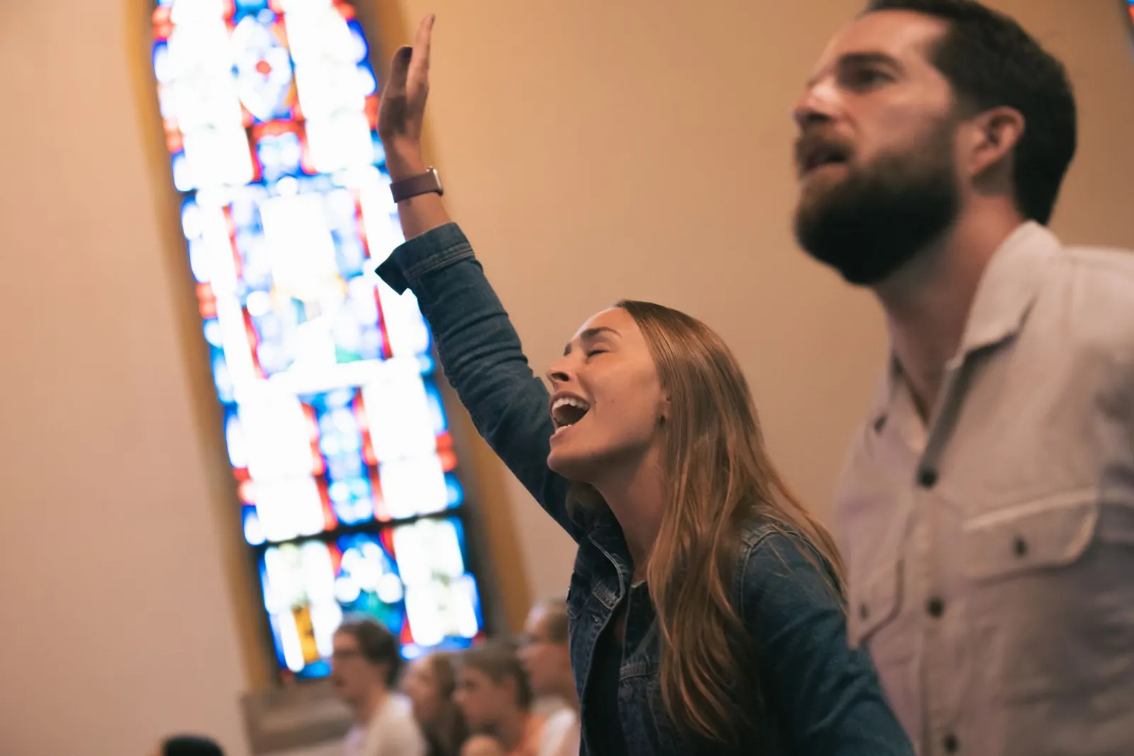 Singing during a Sunday gathering
